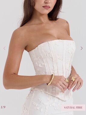 House of CB Dakota Vintage Ivory Embroidered Strapless Corset